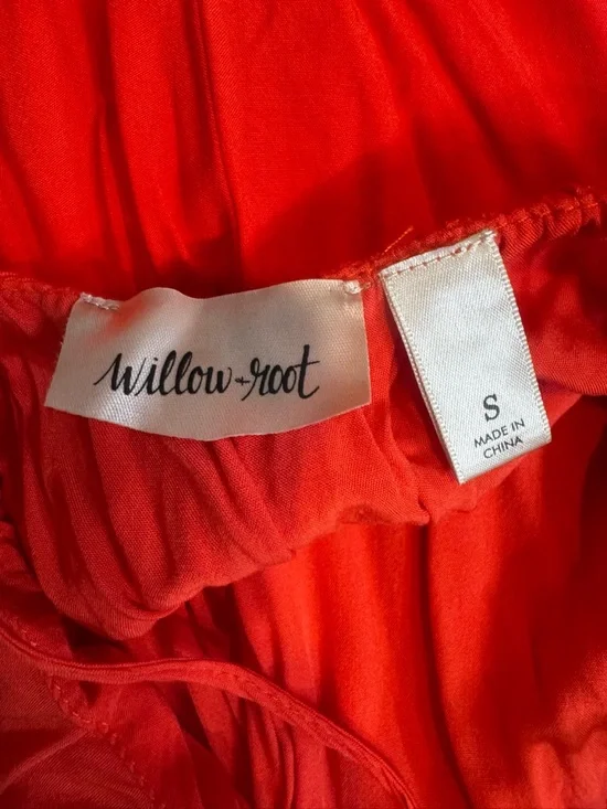 Willow+Roof Red/Coral Sleeveless V-Neck Wide-Leg Crop Jumpsuit. Worn once. - Picture 2 of 4